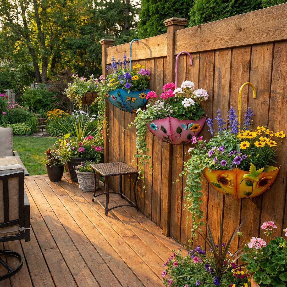 Umbrella-Shaped Wall Planter with Rotatable Handle & Drainage